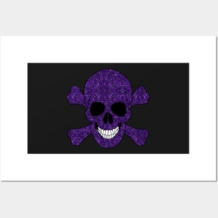 Faux Purple Glitter Skull And Crossbones Posters and Art